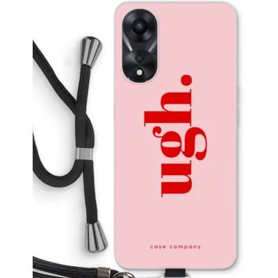 Afbeelding van Case Company® hoesje met Koord geschikt voor Oppo A58x Ugh Telefoonhoesje Zwart Bescherming aan alle Kanten en Over de Schermrand
