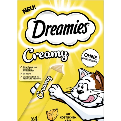 Afbeelding van 2x Catisfactions Dreamies Creamy Kaas 8x 10gr Katten snack Tractatie snoepjes Crèmige textuur Met taurine