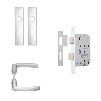 Afbeelding van Deurbeslag set AXA Edge 55 mm (Deurklinken met schild, Klavierslot sleutels, Aluminium)
