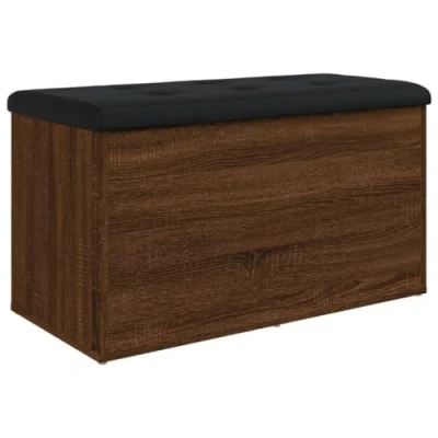 Afbeelding van Opbergbankje 82x42x45 cm bewerkt hout gerookt eikenkleurig