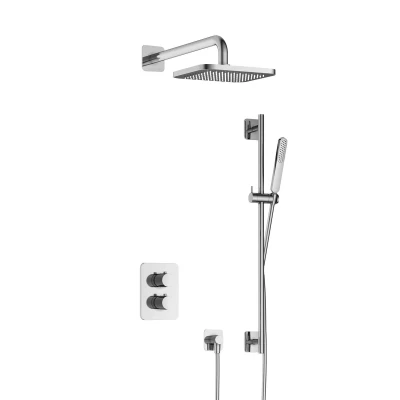 Afbeelding van Hotbath Gal Regendoucheset IBS40A Chroom Staaf Handdouche 22cm Hoofddouche Wandarm met glijstang
