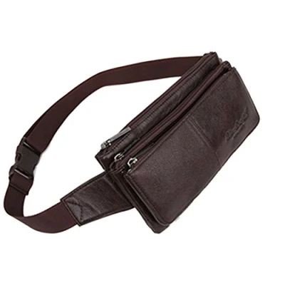 Afbeelding van Lederen Heuptasje Heuptas voor Mannen Vrouwen Outdoor Reizen Jacht Wandelen Camping Hip Bum Riem Mobiele Telefoon Portemonnee Pouch koffie