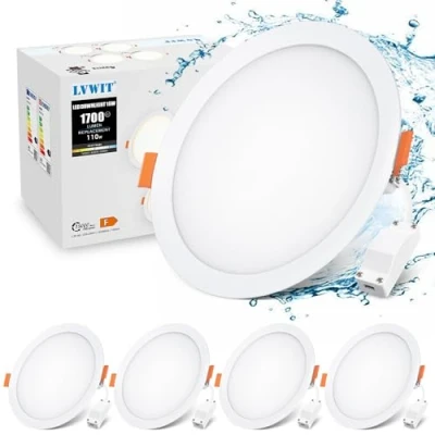 Afbeelding van LVWIT led inbouwspot, extra vlak, 16 W komt overeen met 110 W, plafondspot, 1700 lm, 3000 K, warm wit, 4000 neutraal 6500 koudwit, spot voor badkamer, keuken, woonkamer, hal, 4