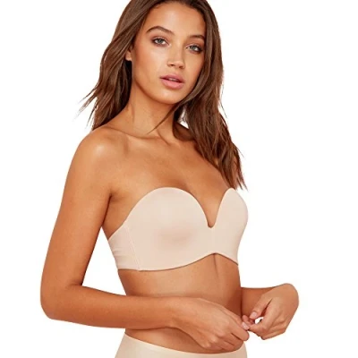 Afbeelding van Wonderbra Dames verfijnde glamour ultieme strapless kanten beha dagelijks, Beige (huid 1007), 95E