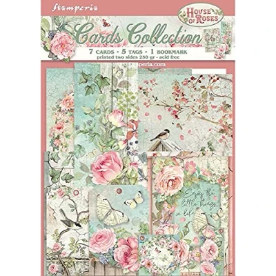 Afbeelding van STAMPERIA INTERNATIONAL, KFT SBCARD04 House of Roses kaarten, 10 x 15 cm, meerkleurig, 3 stuks