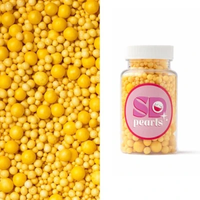 Image de SD Pearls Perles de sucre comestibles pour gâteaux, muffins et cupcakes (caramel, 3, 4, 5, 7, 10 mm, 100 g)