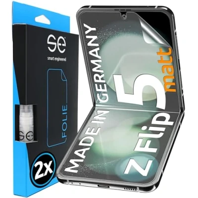 Afbeelding van S.E Anti reflecterende matte beschermfolie voor Samsung Galaxy Z Flip 5, 2 stuks volledige displaybeschermfolie, positioneringshulp, displaybeschermfolie