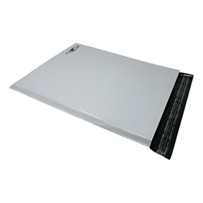 Image de Lot de 50 Enveloppes plastique blanches opaques A3 350 x 450 mm,pochettes d&#039;expédition 35x45 cm 60 microns. Enveloppe fine 22g haute résistance, légère, solide, inviolable et imperméable.