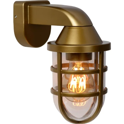 Afbeelding van Lucide LEWIS Wandlamp Binnen/Buiten 1xE27 IP44 Mat Goud / Messing