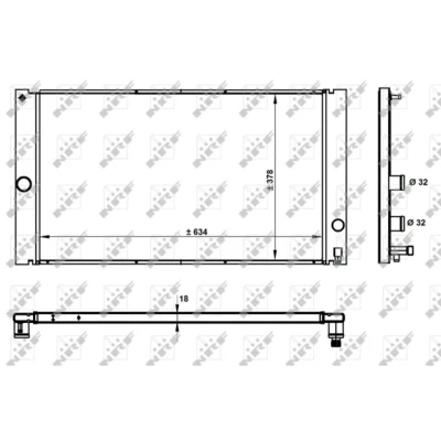 Afbeelding van NRF 50478 Radiateur Aluminium 634 378 18 Koelribben gesoldeerd VOLVO: V50, C30, S40 II