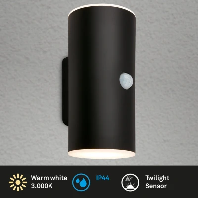 Afbeelding van Briloner Lampe d&#039;extérieur Lima Bewegingsmelder Schemersensor oplaadbare batterij Opladen via USB spatwater bescherming 15,5 x 7 8,5 cm Zwart