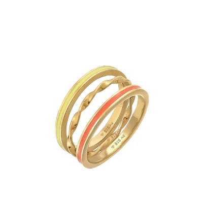 Afbeelding van Elli 3 PACK Basic Ring goldcoloured, Dames, Maat: 52, Gold coloured