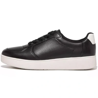 Afbeelding van Fitflop Rally Leather Panel Sneakers voor dames, zwart.