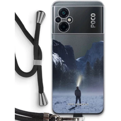 Afbeelding van Case Company® hoesje met Koord geschikt voor Xiaomi Poco M5 Wanderlust Telefoonhoesje Zwart Bescherming aan alle Kanten en Over de Schermrand