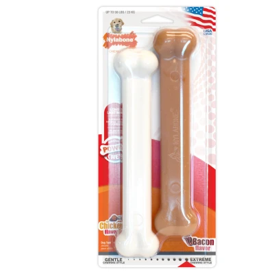 Afbeelding van Nylabone Dura Chew Bacon And Chicken Hondenspeelgoed Kip Wit Roze Voor Honden Tot 23 Kg L