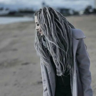 Afbeelding van 20 strengen dreadlock extensions, 61 cm, synthetisch, hippie, enkelzijdige dreads, gember, 0,6 breedte Loc Reggae stijl, gehaakt haar voor vrouwen (1B/grijs)