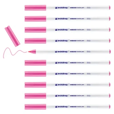 Afbeelding van edding 4600 viltstiften voor textiel roze 10 stuks 1 mm ronde punt textielvilt wasbaar (60 C) het versieren van stoffen textielmarker