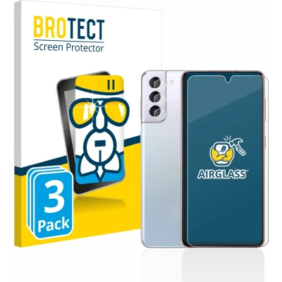 Afbeelding van BROTECT Screenprotector voor Samsung Galaxy S21 5G (Voor+Camera) Folie Beschermfolie Beschermglas transparant (3 Stuks)