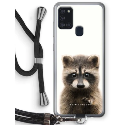 Afbeelding van Case Company® hoesje met Koord geschikt voor Samsung Galaxy A21s Rocco Telefoonhoesje Zwart Bescherming aan alle Kanten en Over de Schermrand