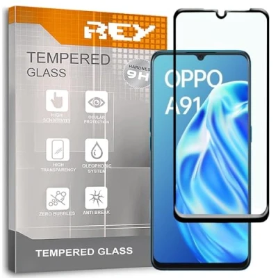 Afbeelding van 3D gehard glas voor Oppo A91, zwart, premium displaybescherming, volledige bescherming, 3D, 4D, 5D