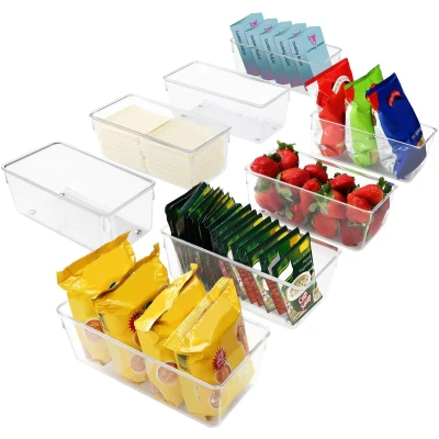 Afbeelding van Kurtzy opbergdoos voor koelkast en kast (8 stuks), 20 cm, BPA vrij, kunststof bak, transparant badkamer, vriezer, lade