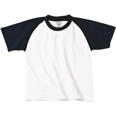 Afbeelding van B&amp;C Kids&#039; Base ball T shirt CGTK350 White / Navy