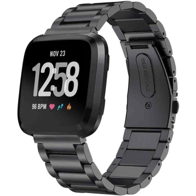 Afbeelding van imoshion Bandje met Horlogeband inkorter Geschikt voor Fitbit Versa Lite, 2, Stalen band installatiehulp Zwart