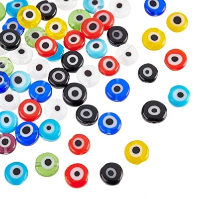 Afbeelding van NBEADS 1 streng (ca. 64 stuks) gemengde kleuren, rond, plat, 6 mm, handgemaakt, afstandhouders voor armbanden en kettingen, afstandsparels het maken van sieraden