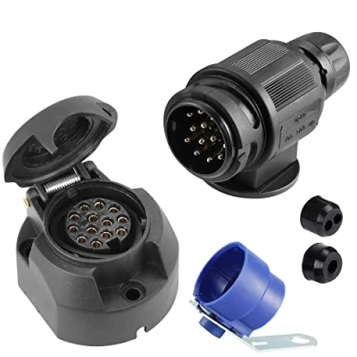 Afbeelding van SPARKMOTO 12 V stekker voor aanhanger, 13 polig, waterdicht, aanhangerstekker, auto, fietsendrager, adapter met houder (SK1302B)