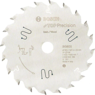 Image de BOSCH 2608642385 lame de scie circulaire Top Precision Best for Wood, 165 x 20 1.8 mm, 20T