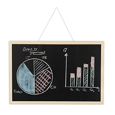 Afbeelding van Relaxdays krijtbord met houten lijst memobord memoboard voor aan de muur zwart 40 x 60 cm