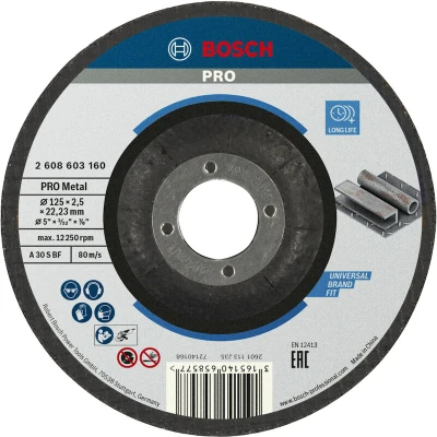 Afbeelding van Bosch Accessories 2608603160 Doorslijpschijf gebogen 125 mm 1 stuk(s) Staal