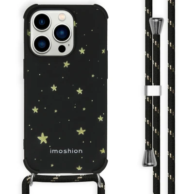 Afbeelding van iMoshion Hoesje Geschikt voor iPhone 14 Pro met Koord Design Goud / Stars Gold