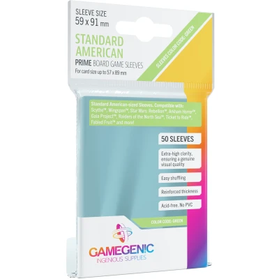 Afbeelding van Gamegenic Prime Board Game Sleeves Green 59 x 91 mm (50 stuks)