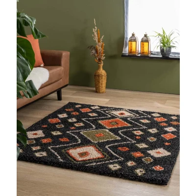 Afbeelding van Vierkant Hoogpolig Vloerkleed Bohemian Artisan Antraciet/multi 280x280 Cm