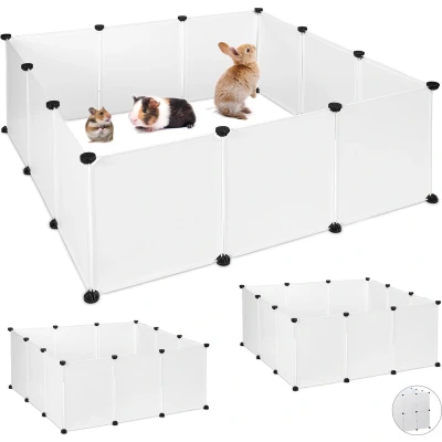 Afbeelding van Relaxdays 36 delige konijnenren cavia ren kunststof uitbreidbare knaagdier wit