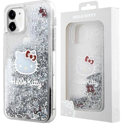 Afbeelding van Hello Kitty Liquid Glitter Charms Head Case voor iPhone 11 / Xr Zilver