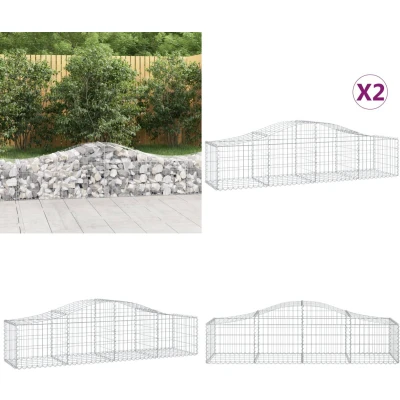 Afbeelding van VidaXL Schanskorven 2 st gewelfd 200x50x40/60 cm gegalvaniseerd ijzer