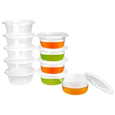 Afbeelding van Surflyee 40 stuks sauspotten van kunststof met deksel, 2 oz voedselcontainer, magnetronbestendig, geschikt voor sauzen, specerijen, crèmes, handwerk