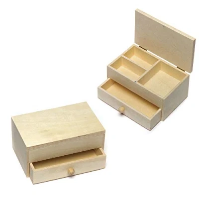 Afbeelding van Baker Ross AR143 Set van 2 houten juwelendoosjes voor kinderknutselprojecten, geschenken, souvenirs en meer, 12 cm x 7 6