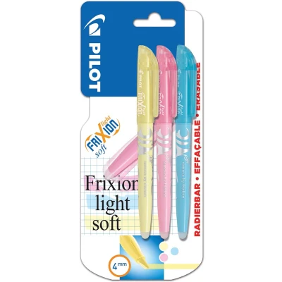 Afbeelding van Markeerstift PILOT Frixion soft blauw, geel, roze in blister