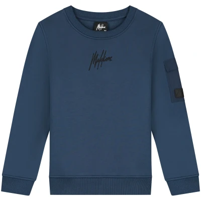 Afbeelding van Malelions Zomer sweater jongens navy blauw nylon pocket