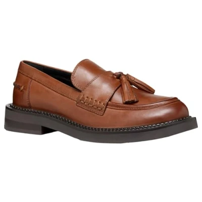 Afbeelding van Geox Serilda Instappers, Dames, Maat: 37.5, Light brown Kalfsleer