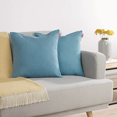 Afbeelding van Blumtal Chenille Kussenslopen Set van 2 Zacht en met Blinde Rits Kussenhoes 45 x 45, Storm Blue Blauw