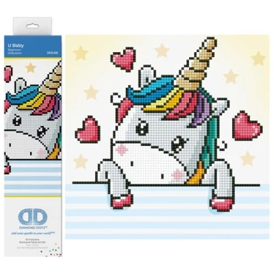Afbeelding van Diamond Dotz® painting kinderen Verliefd eenhoorntje 23 x 23cm Ronde steentjes Volledig pakket