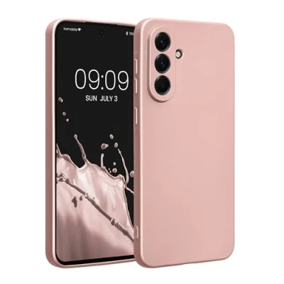 Afbeelding van kwmobile metallic telefoonhoesje van TPU geschikt voor Samsung Galaxy A56 5G Flexible case smartphone In roségoud