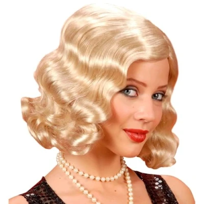 Afbeelding van Widmann Jaren 20 en 30 dames pruik Charleston Halflang Blond Volwassenen