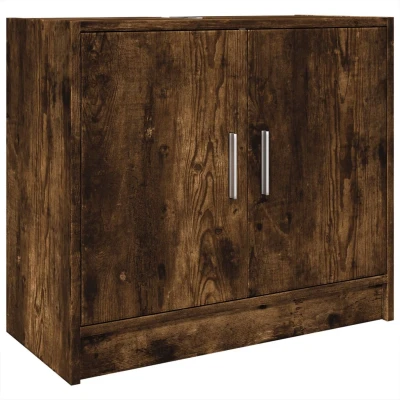 Afbeelding van Wastafelkast 63x29x55 cm bewerkt hout gerookt eikenkleurig