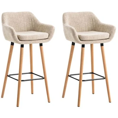 Image de CLP Lot de 2 tabourets bar Grant en tissu , Crème