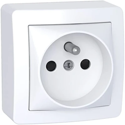 Afbeelding van Schneider Electric Alréa, stopcontact 2P + T snelaansluiting, opbouwframe, poolwit ALB62273P